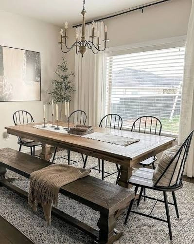 Bastion Solid Wood Dining Bench and Rustic Trestle Table