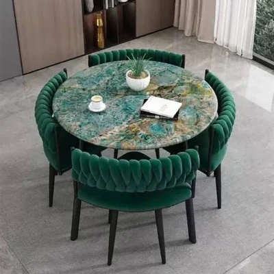 Terran Travertine Round Dining Table Angle 2